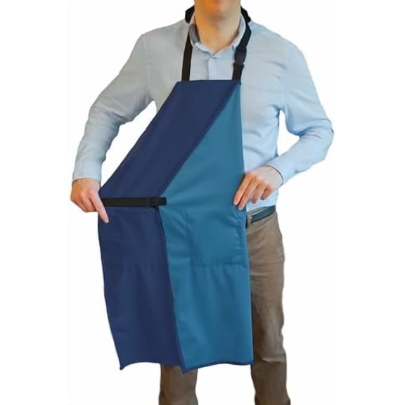Waterproof Apron For Men and Women - 2 Pockets - Blue - 35" Multi Purpose Work Aprons for Dishwashing, Dog Grooming, Cleaning - Heavy Duty Plastic Dishwasher Apron - Water Resistant Kitchen Apron