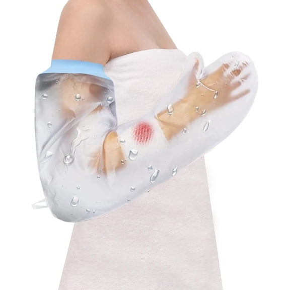 Waterproof Arm Cast Cover for Shower, Reusable BanPukitrye Protector for Adult, Soft Silicone Cast Bag for Wound Care, Arm Circumference 8-20 Inch