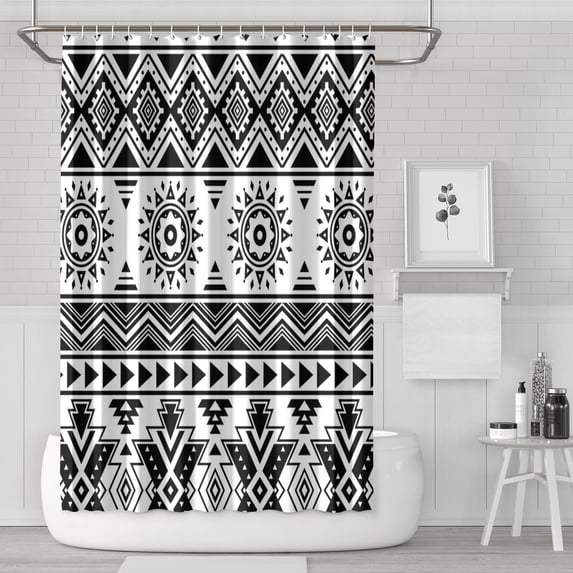 Waterproof Aztec Shower Curtain 72x72 Inch Boho Style Polyester Unique Shower Curtain for Bathroom Hotel Home Decor with 12 Plastic Hooks