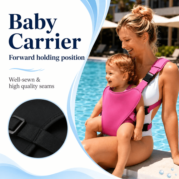 Waterproof Baby Carrier for Pool & Swimming, Neoprene Ergonomic Infant Chest Carrier, Adjustable Toddler Harness, Lightweight for Summer Beach Days