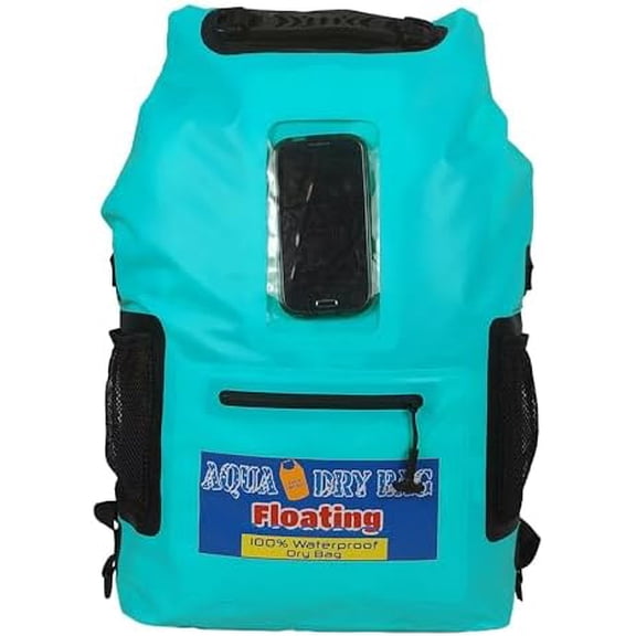 Waterproof Backpack 28L Teal Dry Bag Cell Phone Pouch with Exterior Window for Easy Use During All Water Sports | 28L Large Capacity | Ideal for Hiking, Boating, Rafting and Travel$$Watercraft