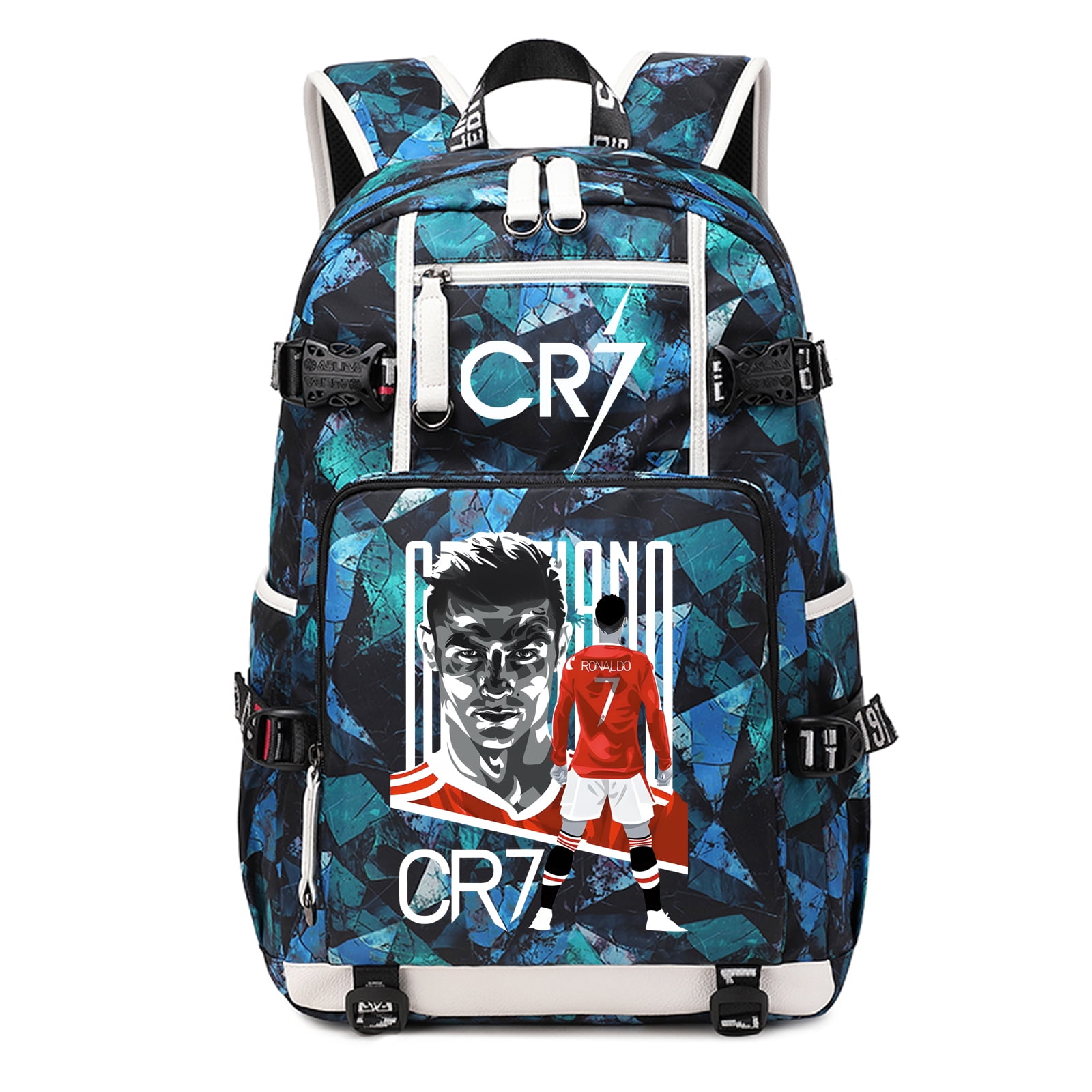 Waterproof Backpack Cristiano Ronaldo Print USB For Teens School Camp ...
