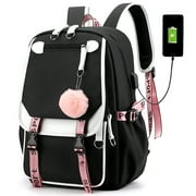 Waterproof Backpack Women USB Charging Bookbags College Computer Rucksack Travel Shoulder Bag