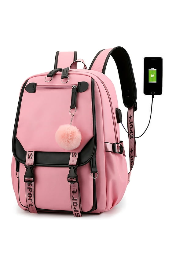 Waterproof Backpack Women USB Charging Bookbags College Computer Rucksack Travel Shoulder Bag