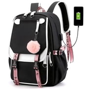 Waterproof Backpack Women USB Charging Bookbags College Computer Rucksack Travel Shoulder Bag