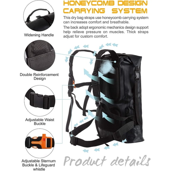 Waterproof Backpack for Men 20L/30L/40L, Floating Dry Bag Kayak, Dry Backpack Hiking