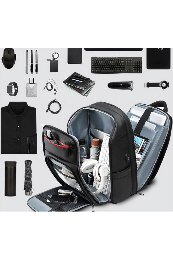 Waterproof Backpack with Multifunctional External USB Charge Port Laptop Bag,Black