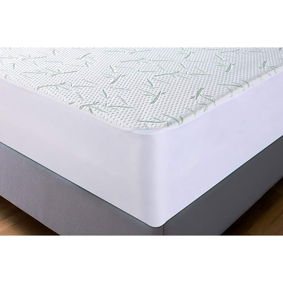 Waterproof Bamboo Mattress Protector - Hypoallergenic Fitted Mattress Cover - Breathable Cool Flow Technology - Vinyl Free