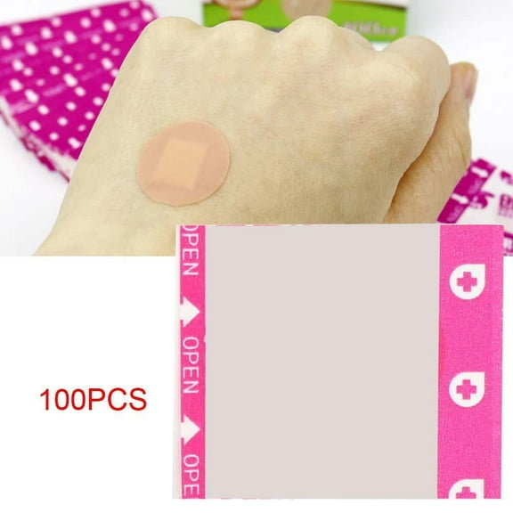 Waterproof Bandage, Breathable Bandage ,100Pcs Waterproof Mini Round Breathable Bandage Band Aid First Aid Wound Dressing Patch