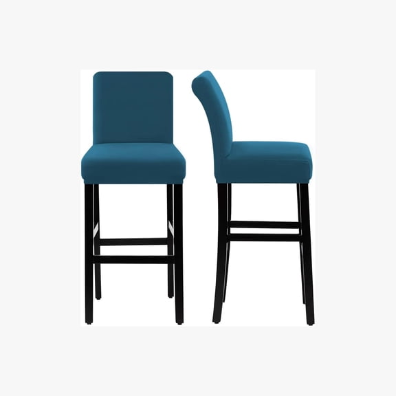 Waterproof Bar Stool Cover Stretch Counter Stool Pub Chair Slipcover Removable Soft Thick Solid Fleece Fabric Set of 4, Peacock Blue