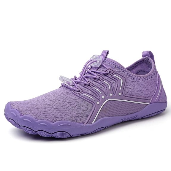 Waterproof Barefoot Shoes for Women Men Trail Running Non- Wide Toe Box Aqua Sneakers for Gym Beach Swimming Cycling Lightweight Breathable(Purple/37)