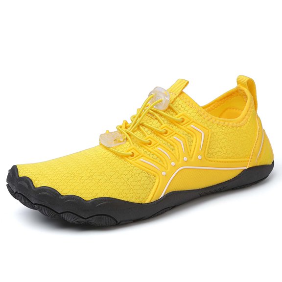 Waterproof Barefoot Shoes for Women Men Trail Running Non- Wide Toe Box Aqua Sneakers for Gym Beach Swimming Cycling Lightweight Breathable(Yellow/41)
