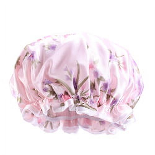 Waterproof Bath Shower Cap Stylish Reusable Adjustable Luxury Satin Silk Lined PE _03