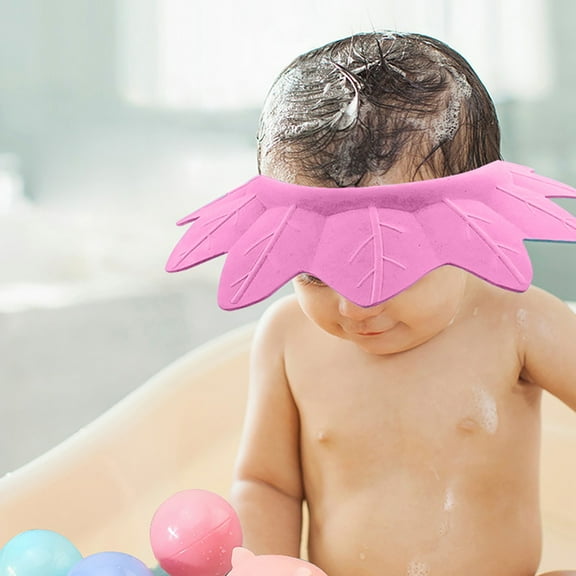 Waterproof Bath Visor for Toddlers, Adjustable Shower Cap Hat with Eye and Ear Protection, Cute Hair Washing Shield for Baby and Kids During Shampoo Time - Pink
