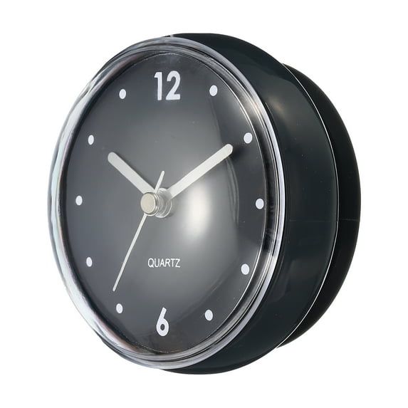 Waterproof Bathroom Clock Battery Operated Wall Clock with Black Suction Cup, Black