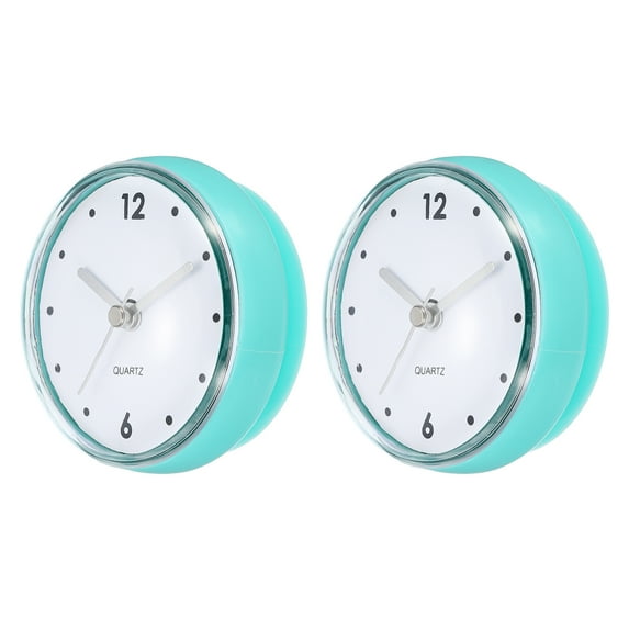 Waterproof Bathroom Clock Battery Operated Wall Clock with Suction Cup, Green 2 Pack
