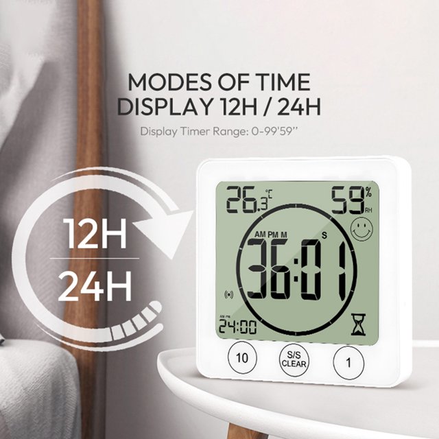Waterproof Bathroom Clock and Timer for Shower, Digital Water Resistant