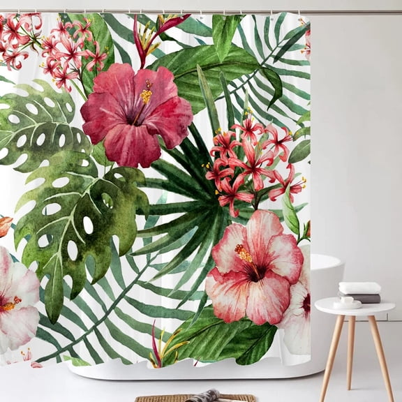 Waterproof Bathroom Curtains Flower Green Plant Shower Curtain 3D Printing Bathroom Decor With 180*180cm Bath Screen