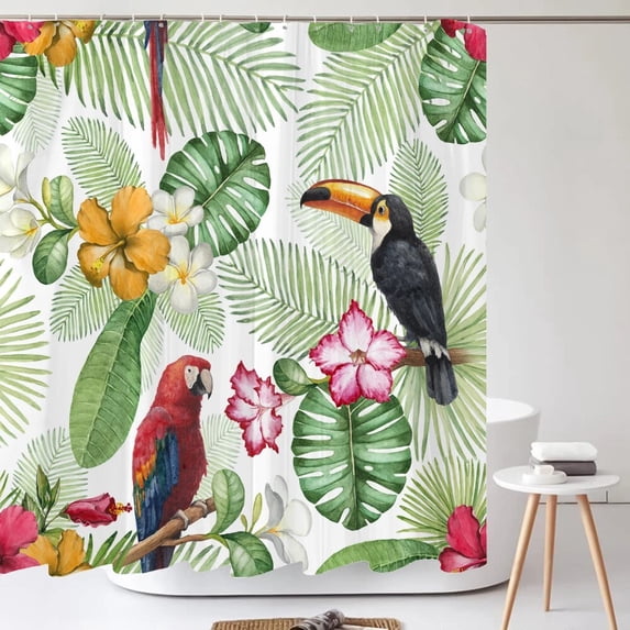 Waterproof Bathroom Curtains Flower Green Plant Shower Curtain 3D Printing Bathroom Decor With 180*180cm Bath Screen