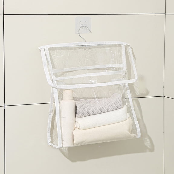 Waterproof Bathroom Hanging Storage Bag, Multi Compartment Wall Organizer for Towels Underwear Toiletries, Space Saving PVC Shower Storage for Home and Travel