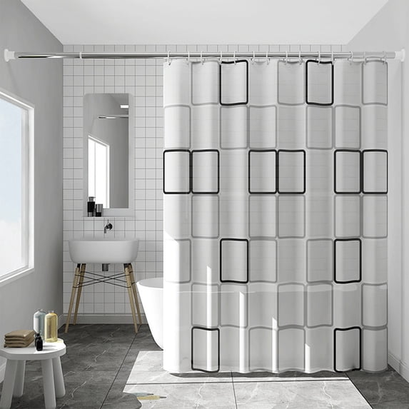 Waterproof Bathroom Shower Curtain, Washable Polyester Bath Drape, Rustproof Grommet Liner, for Home Bathtub Wet Separation, 70 By 78 Inches