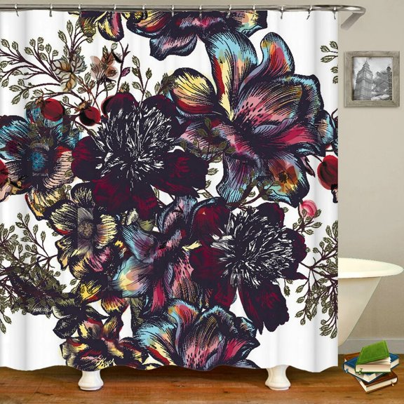 Waterproof Bathroom Shower Curtains Flower Bath Curtains 3d Print With Washable Polyester Cloth Home Decoration Curtain