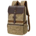thumbnail image 1 of Waterproof Batik Canvas Backpack Crazy Horse Leather Men's Bag,Dark Gray, 1 of 2