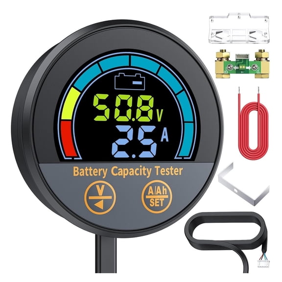 Waterproof Battery Capacity Indicator 8-100V, Coulomb Meter with Shunt for RV Boat