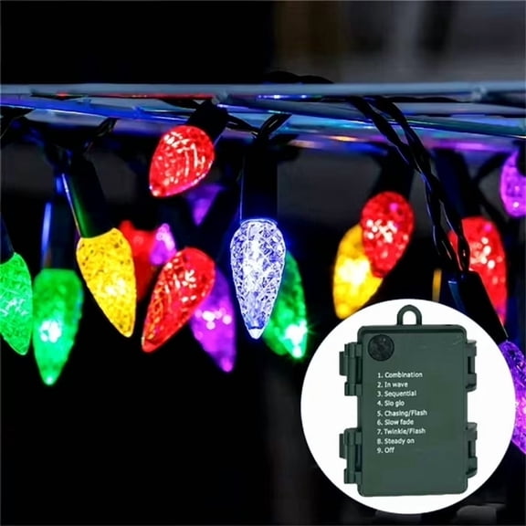 Waterproof Battery Operated Christmas Lights - Outdoor/Indoor C6 Strawberry Fairy String Lights with 8 Modes, for Xmas Tree, Party, Wedding, Garden Decor, 33ft 100LED, (Multi Color)