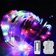 Waterproof Battery Operated Rope Lights,Christmas String Lights with Remote Control for Outdoor Indoor Decorations, MultiColor(33FT 100 LEDs)