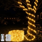 Waterproof Battery Operated Rope Lights,Christmas String Lights with Remote Control for Outdoor Indoor Decorations, Warm White(33FT 100 LEDs)