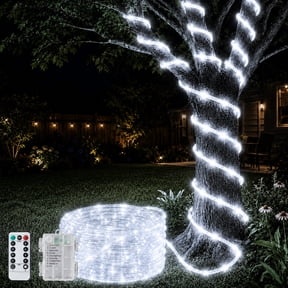 Waterproof Battery Operated Rope Lights,Christmas String Lights with Remote Control for Outdoor Indoor Decorations, White(33FT 100 LEDs)