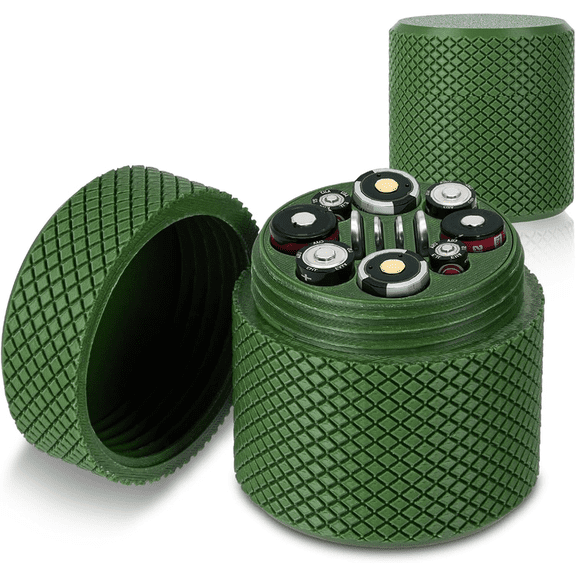 Waterproof Battery Storage Canister Fits CR123A, CR2032/2016, CR1620/CR1632, AA & AAA | Removable Organizer with Hidden Compartment