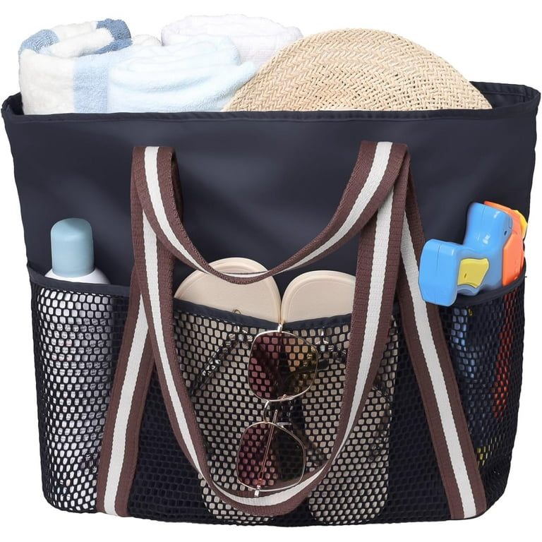 Waterproof Beach Bag for Women Pockets Zipper Foldable