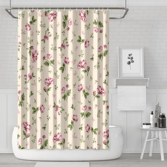 Waterproof Beautiful Colorful Floral Shower Curtain 72x72 Inch Boho Style Polyester Unique Shower Curtain for Bathroom Hotel Home Decor with 12 Plastic Hooks