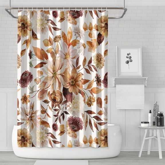 Waterproof Beautiful Colorful Floral Shower Curtain 72x72 Inch Boho Style Polyester Unique Shower Curtain for Bathroom Hotel Home Decor with 12 Plastic Hooks