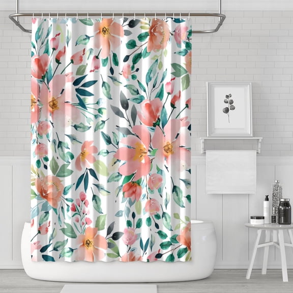 Waterproof Beautiful Colorful Floral Shower Curtain 72x72 Inch Boho Style Polyester Unique Shower Curtain for Bathroom Hotel Home Decor with 12 Plastic Hooks