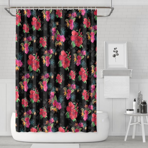 Waterproof Beautiful Colorful Floral Shower Curtain 72x72 Inch Boho Style Polyester Unique Shower Curtain for Bathroom Hotel Home Decor with 12 Plastic Hooks