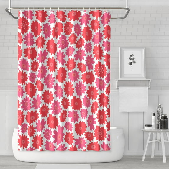 Waterproof Beautiful Colorful Floral Shower Curtain 72x72 Inch Boho Style Polyester Unique Shower Curtain for Bathroom Hotel Home Decor with 12 Plastic Hooks