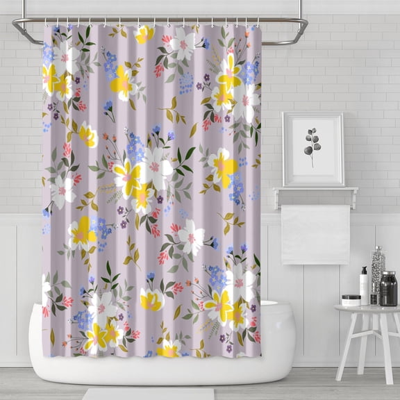 Waterproof Beautiful Colorful Floral Shower Curtain 72x72 Inch Boho Style Polyester Unique Shower Curtain for Bathroom Hotel Home Decor with 12 Plastic Hooks