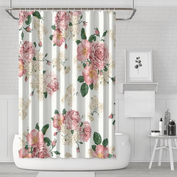 Waterproof Beautiful Colorful Floral Shower Curtain 72x72 Inch Boho Style Polyester Unique Shower Curtain for Bathroom Hotel Home Decor with 12 Plastic Hooks