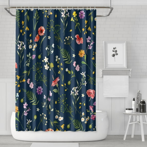 Waterproof Beautiful Colorful Floral Shower Curtain 72x72 Inch Boho Style Polyester Unique Shower Curtain for Bathroom Hotel Home Decor with 12 Plastic Hooks