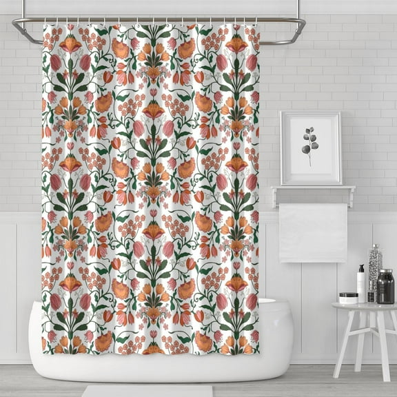 Waterproof Beautiful Colorful Floral Shower Curtain 72x72 Inch Boho Style Polyester Unique Shower Curtain for Bathroom Hotel Home Decor with 12 Plastic Hooks