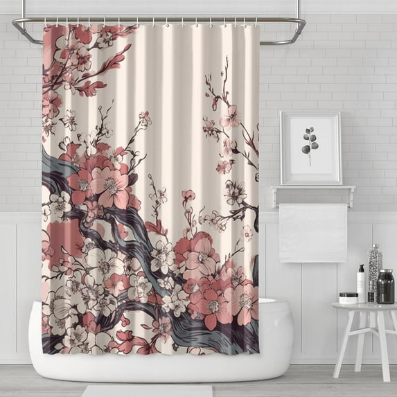 Waterproof Beautiful Colorful Floral Shower Curtain 72x72 Inch Boho Style Polyester Unique Shower Curtain for Bathroom Hotel Home Decor with 12 Plastic Hooks