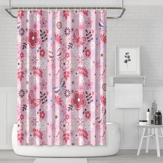 Waterproof Beautiful Colorful Floral Shower Curtain 72x72 Inch Boho Style Polyester Unique Shower Curtain for Bathroom Hotel Home Decor with 12 Plastic Hooks