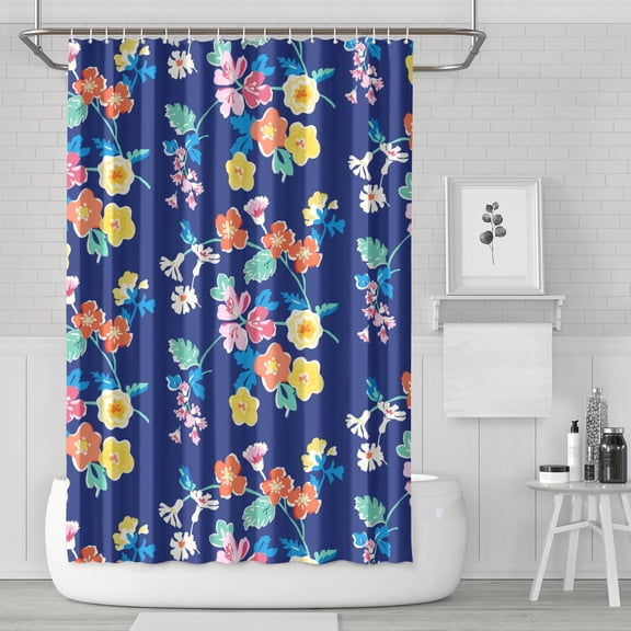 Waterproof Beautiful Colorful Floral Shower Curtain 72x72 Inch Boho Style Polyester Unique Shower Curtain for Bathroom Hotel Home Decor with 12 Plastic Hooks