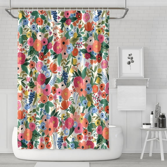 Waterproof Beautiful Colorful Floral Shower Curtain 72x72 Inch Boho Style Polyester Unique Shower Curtain for Bathroom Hotel Home Decor with 12 Plastic Hooks