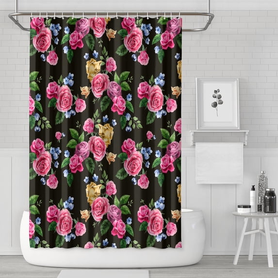Waterproof Beautiful Colorful Floral Shower Curtain 72x72 Inch Boho Style Polyester Unique Shower Curtain for Bathroom Hotel Home Decor with 12 Plastic Hooks