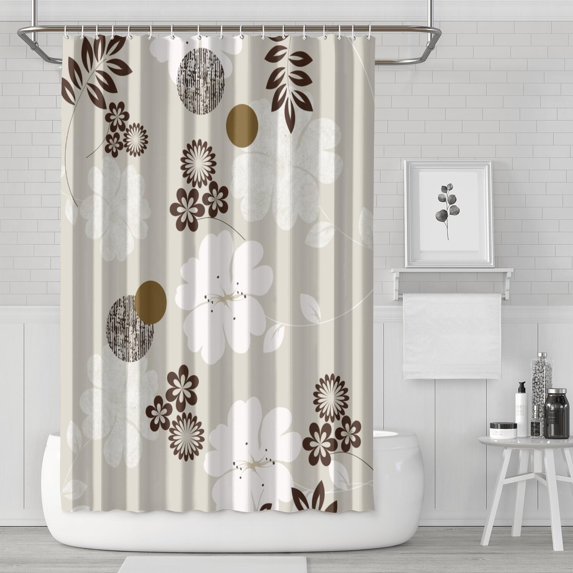 Waterproof Beautiful Colorful Floral Shower Curtain 72x72 Inch Boho Style Polyester Unique Shower Curtain for Bathroom Hotel Home Decor with 12 Plastic Hooks