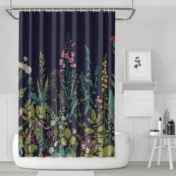 Waterproof Beautiful Colorful Floral Shower Curtain 72x72 Inch Boho Style Polyester Unique Shower Curtain for Bathroom Hotel Home Decor with 12 Plastic Hooks